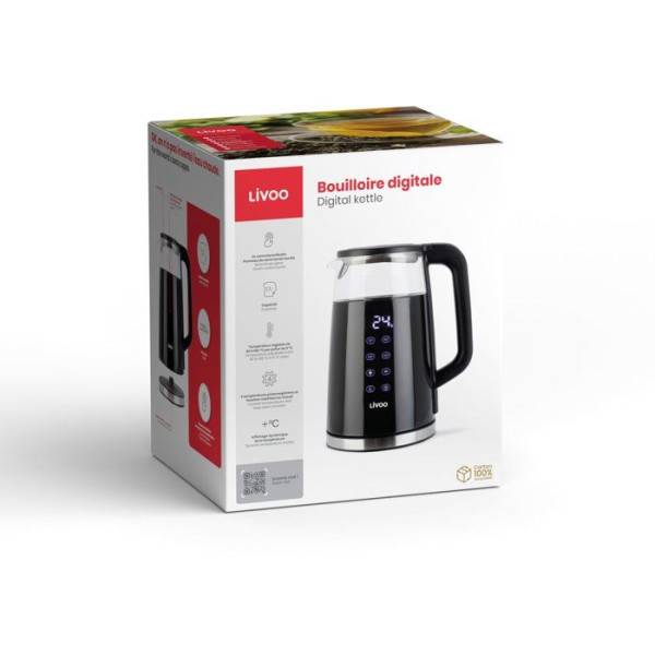 Livoo - Bouilloire digitale noire design 1.7L - Imagen 5