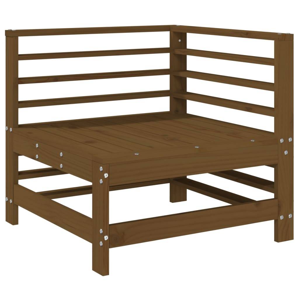 Ensemble de 2 Canapés d'angle en pin solide au style rustique pour un coin détente chaleureux sur la terrasse Marron Miel – ComfortXL Outdoor Living - Image 3