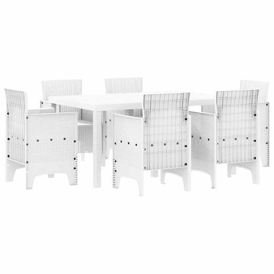 7 pcs Salon De Jardin - Mobilier D'extérieur Blanc Rattan Polt - Image 1