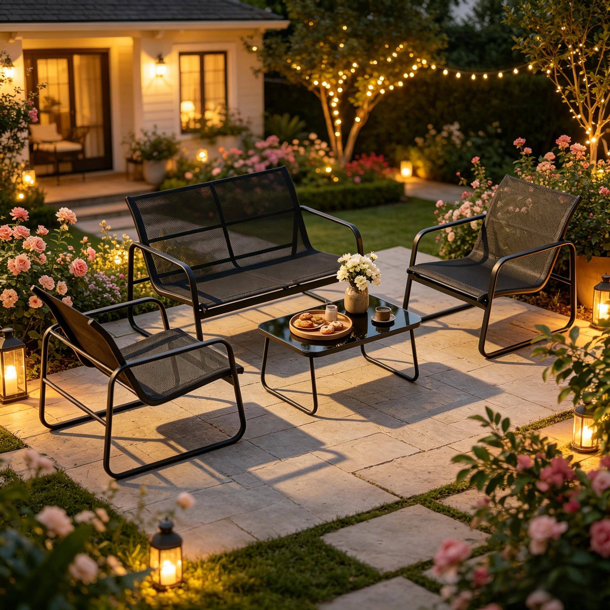 Set jardin 4 pièces acier – imperméable, anti-UV, robuste et chic - Image 3