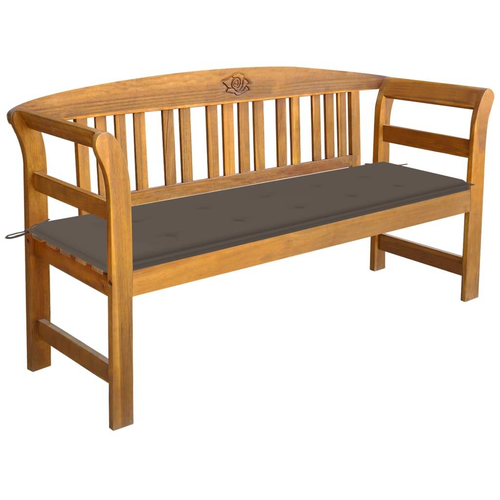 Helloshop26 - Banc de jardin meuble de patio d'extérieur terrasse avec coussin 157 cm bois d'acacia massif - Imagen 1
