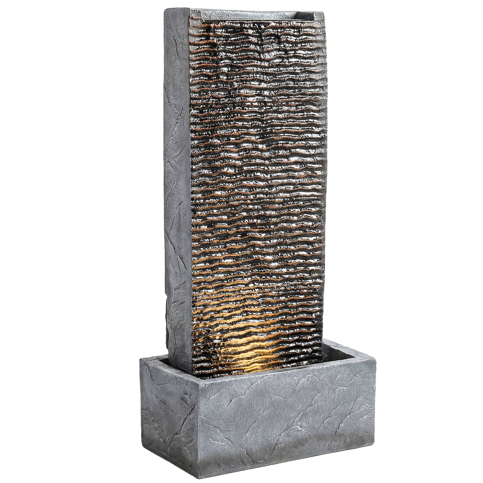 Fontaine de jardin résine gris aspect granit 37.5 x 22 x 80 cm - PANGIVO - Image 1