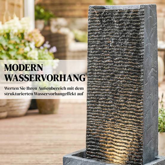 Fontaine de jardin résine gris aspect granit 37.5 x 22 x 80 cm - PANGIVO - Image 6