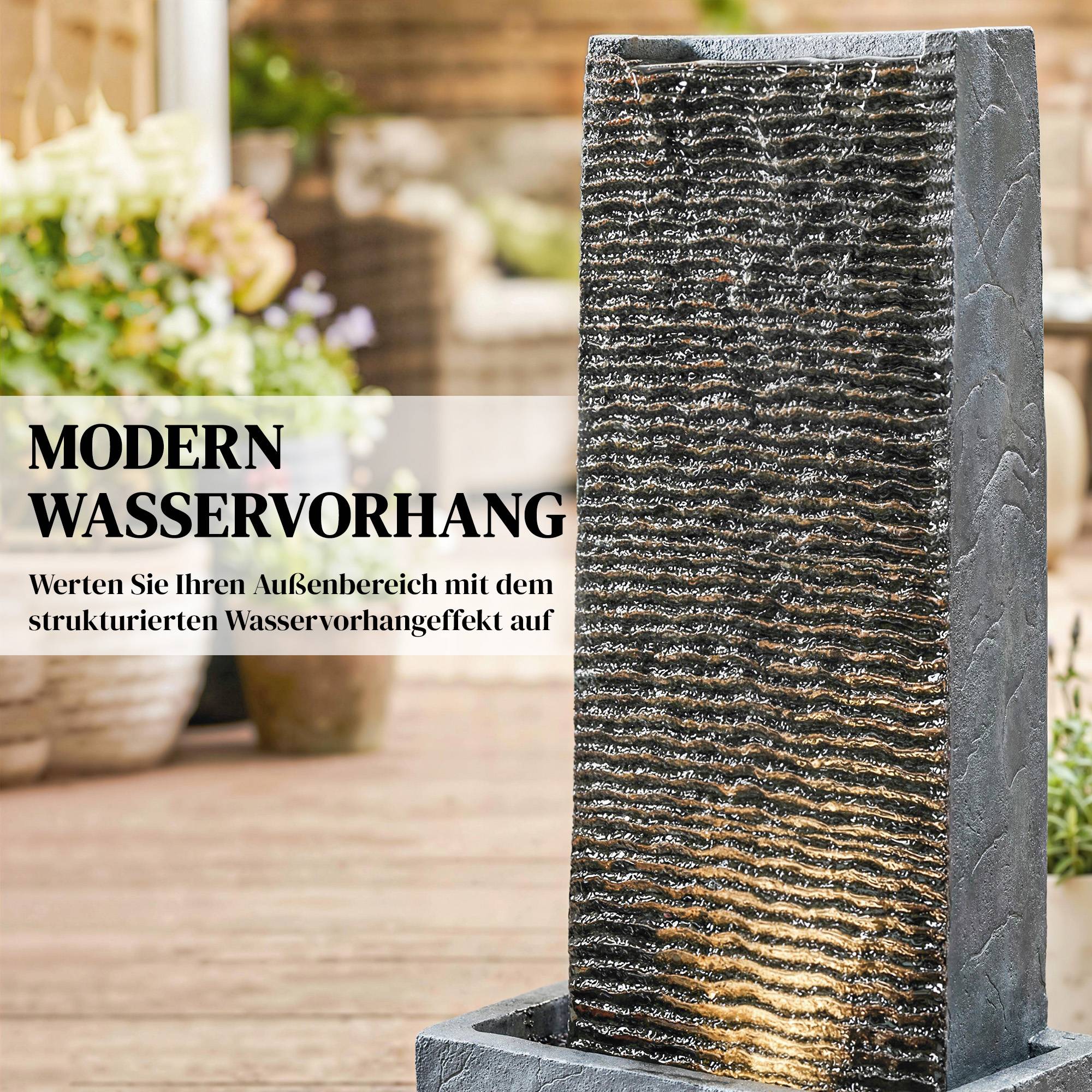 Fontaine de jardin résine gris aspect granit 37.5 x 22 x 80 cm - PANGIVO - Image 6