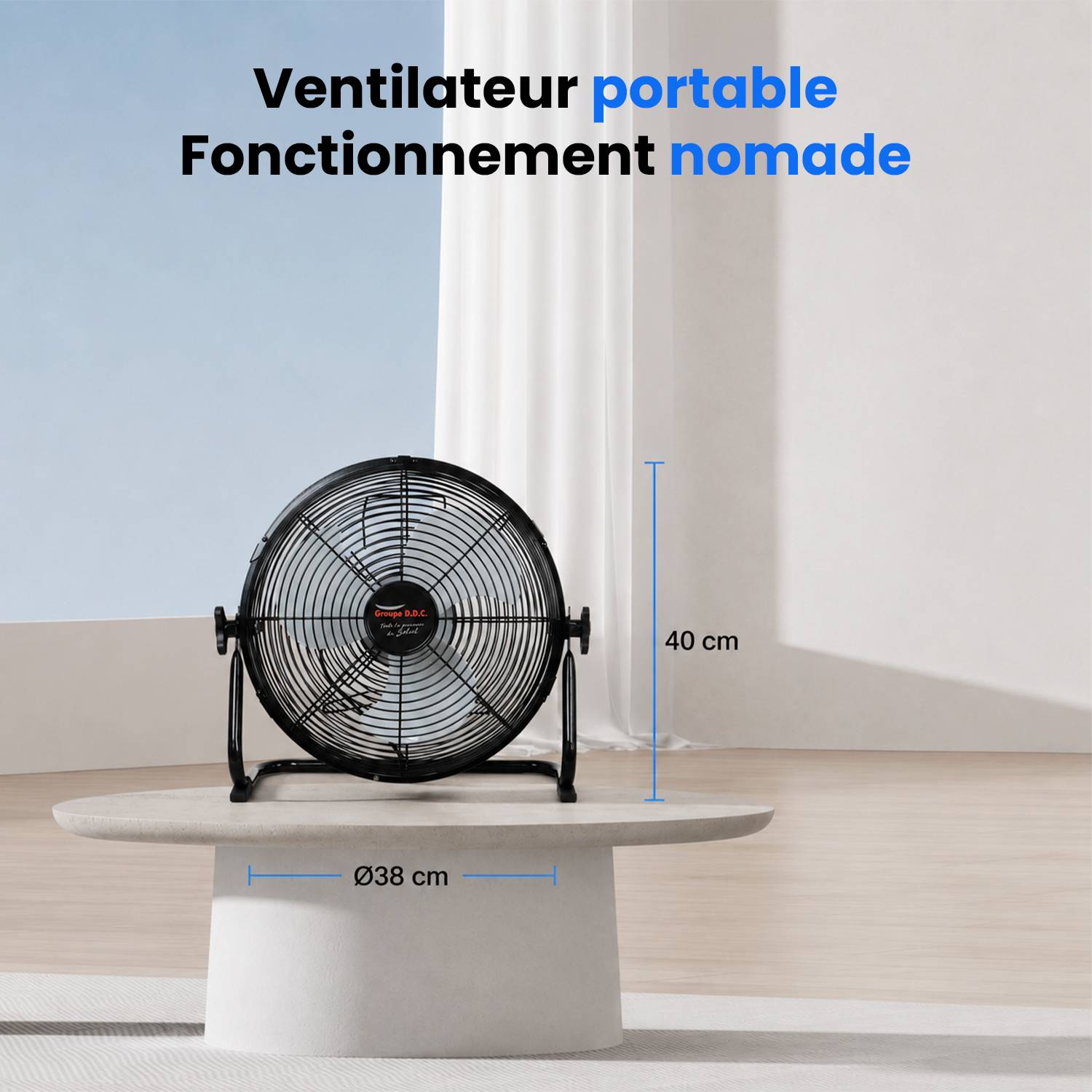 Ventilateur de Table Solaire Silencieux - 3 Vitesses - Recharge USB et Solaire - Autonomie 12h - Compact Portable - Groupe DDC - Image 7