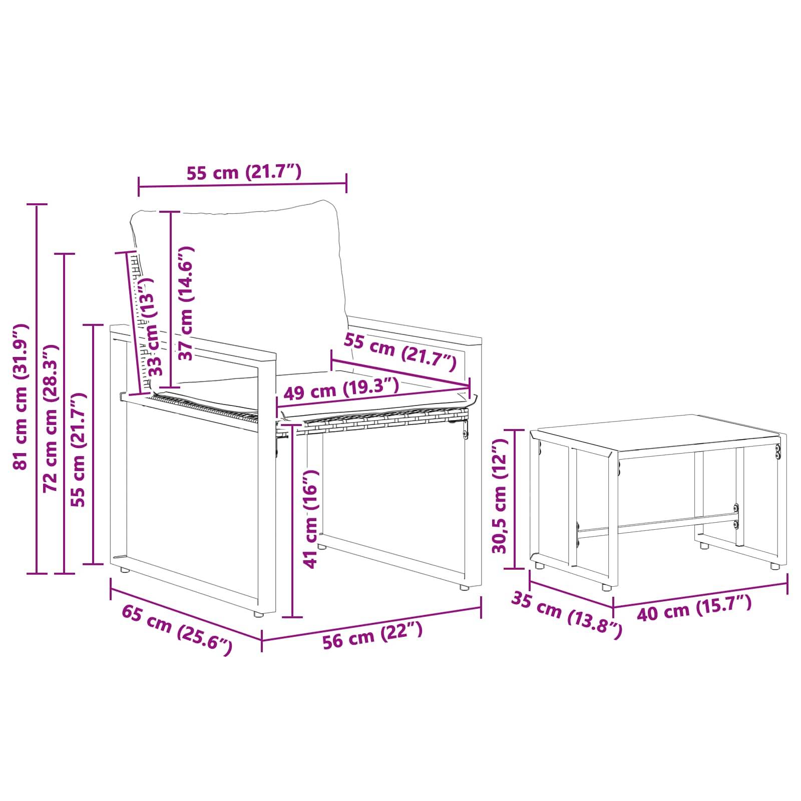 ComfortXL - Petit Salon de Jardin 3 Pcs Rotin & Acier Coussins Mousse Mémoire pour Balcons ou Patios Noir & Crème – ComfortXL Outdoor Living - Image 7