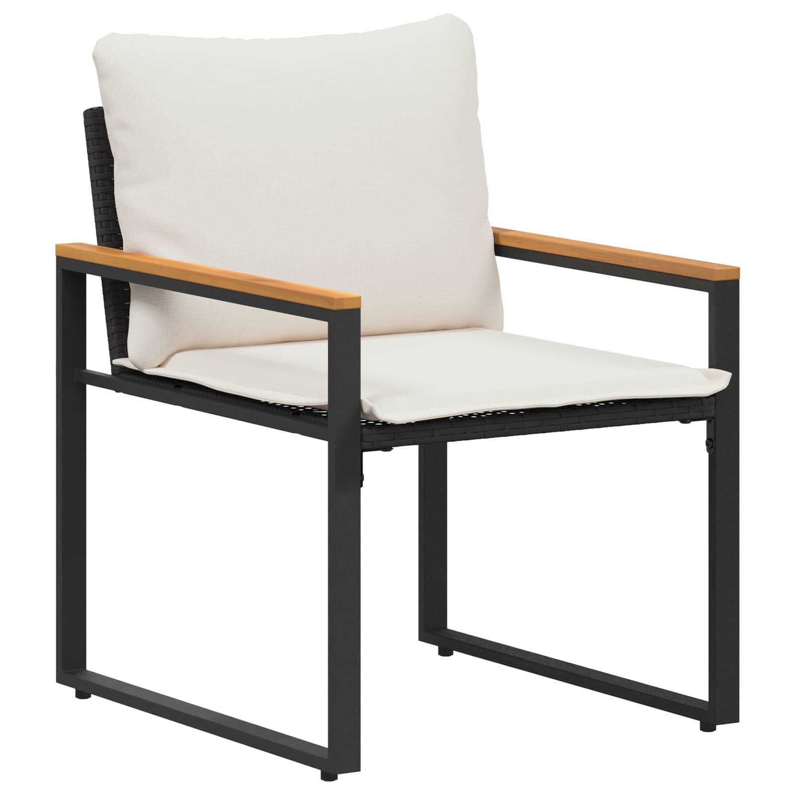 ComfortXL - Petit Salon de Jardin 3 Pcs Rotin & Acier Coussins Mousse Mémoire pour Balcons ou Patios Noir & Crème – ComfortXL Outdoor Living - Image 6