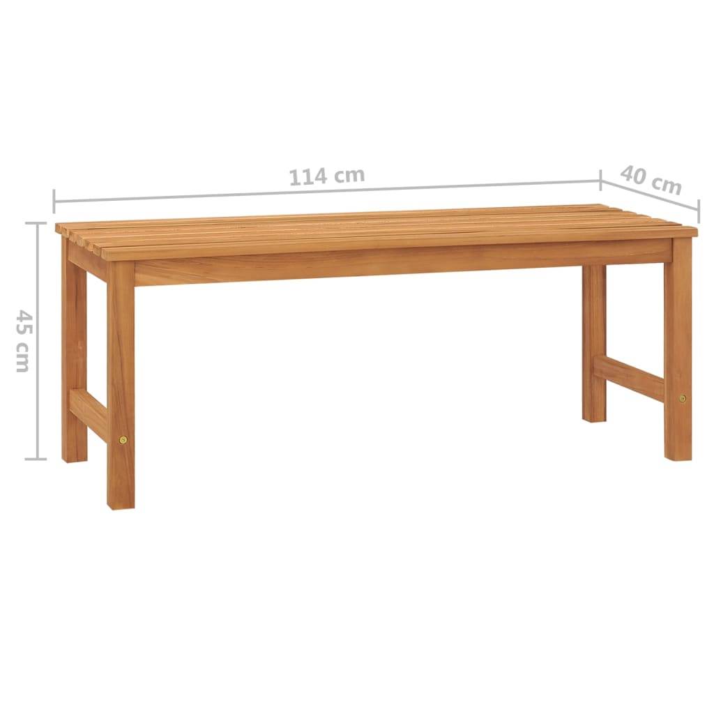 Helloshop26 - Banc de jardin meuble de patio d'extérieur terrasse 114 x 40 x 45 cm bois de teck solide - Imagen 6