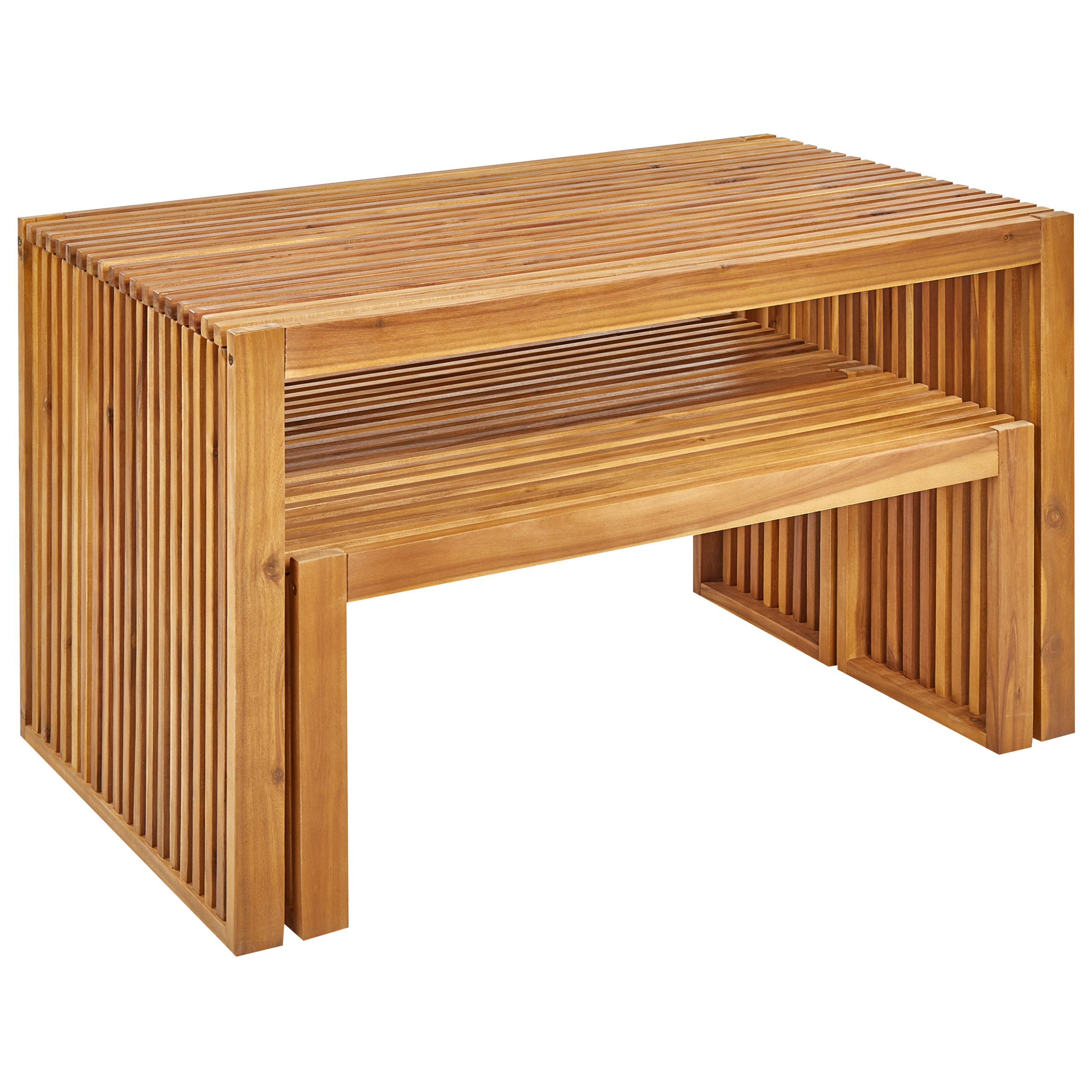 Beliani - Set de salle à manger, 4 Personnes Acacia Marron BELLANO - 120x70x70- Beliani - Imagen 3