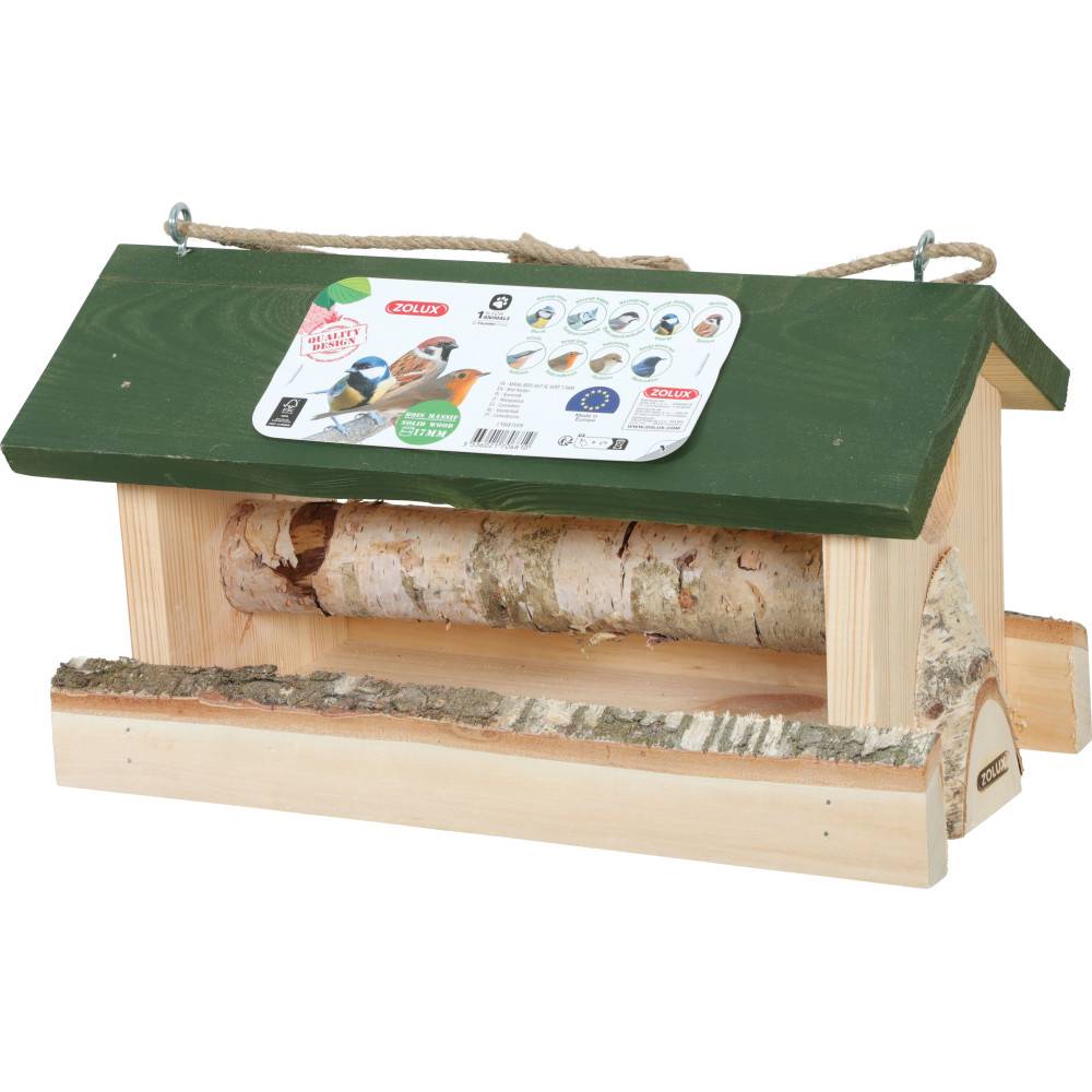 Zolux - Mangeoire en bois XL 19 x 37 H 20 cm pour oiseaux - Imagen 3