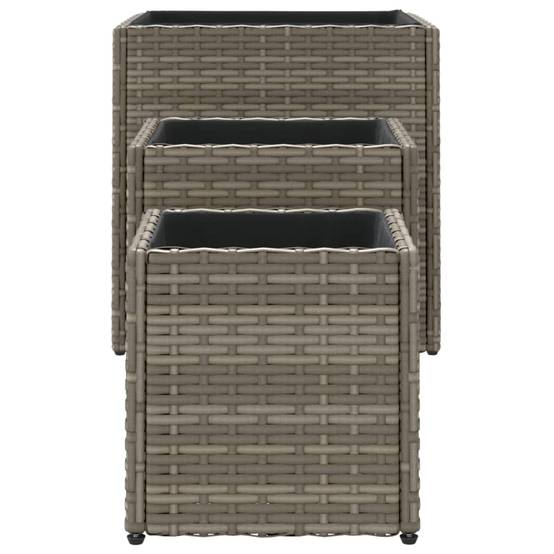 Vidaxl - Jardinières d'extérieur 3 pcs gris résine tressée vidaXL 366397 - Image 7