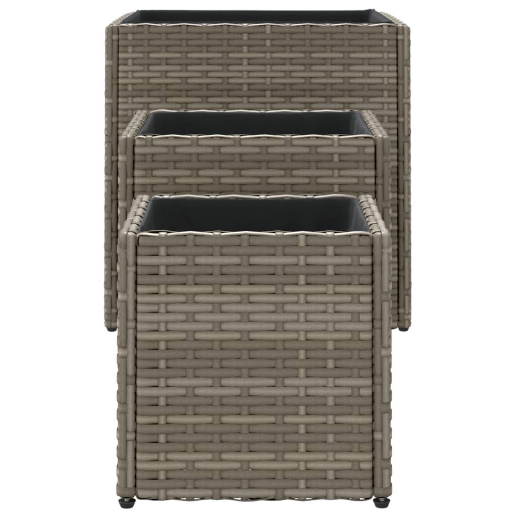 Vidaxl - Jardinières d'extérieur 3 pcs gris résine tressée vidaXL 366397 - Image 7