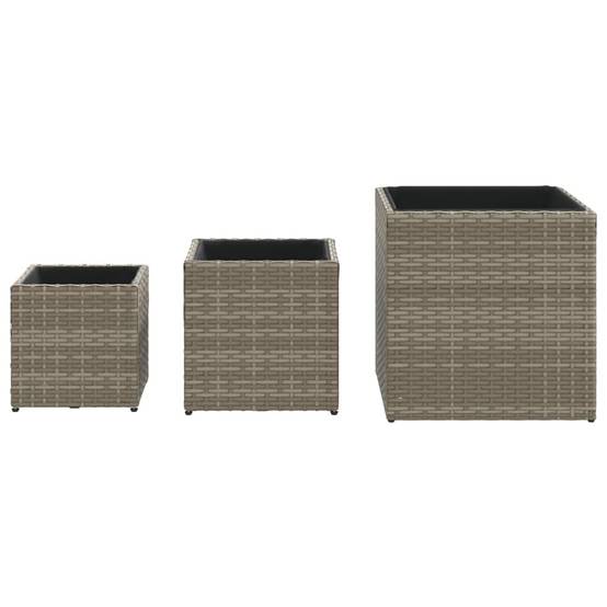 Vidaxl - Jardinières d'extérieur 3 pcs gris résine tressée vidaXL 366397 - Image 6