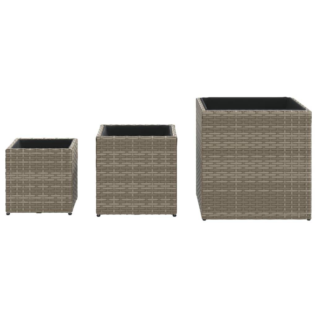 Vidaxl - Jardinières d'extérieur 3 pcs gris résine tressée vidaXL 366397 - Image 6