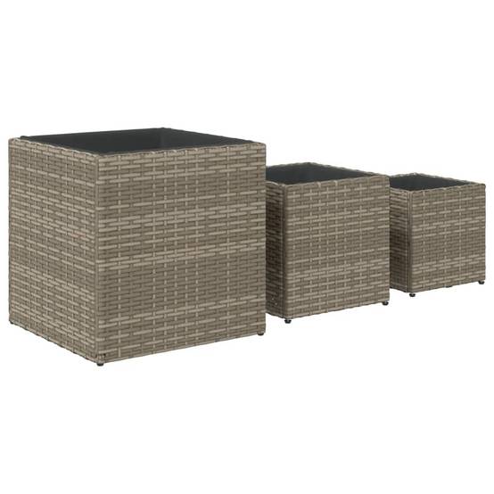 Vidaxl - Jardinières d'extérieur 3 pcs gris résine tressée vidaXL 366397 - Image 8