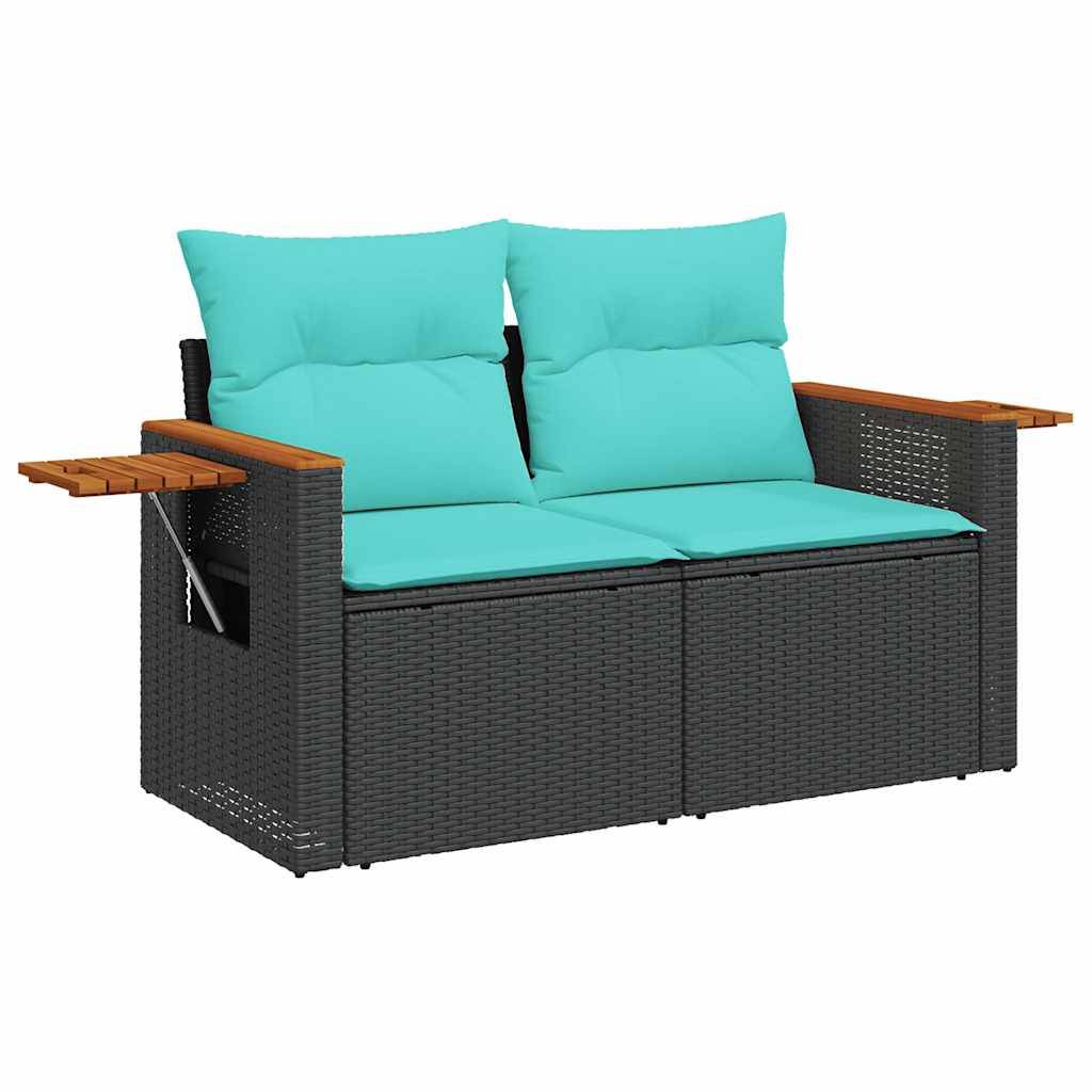 ComfortXL - Petit Salon de Jardin 4 pcs Résine Tressée Rangement Astucieux Coussins Épais Table Appoint Intégrée Noir – ComfortXL Outdoor Living - Image 4