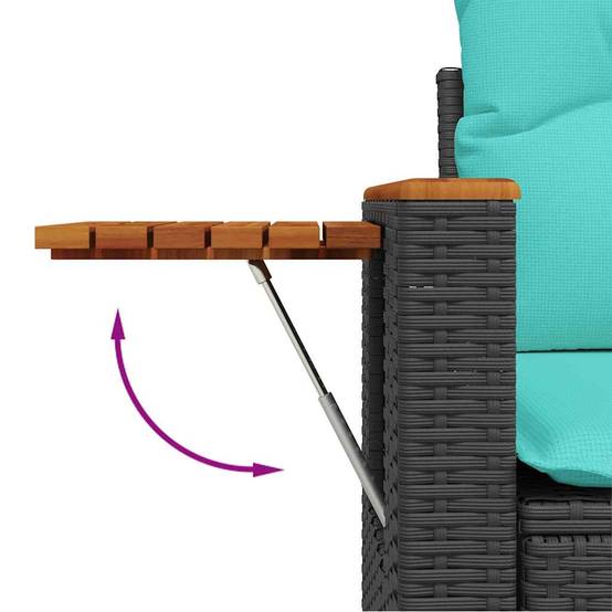 ComfortXL - Petit Salon de Jardin 4 pcs Résine Tressée Rangement Astucieux Coussins Épais Table Appoint Intégrée Noir – ComfortXL Outdoor Living - Image 8