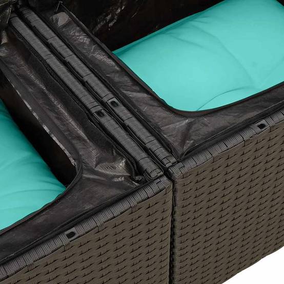 ComfortXL - Petit Salon de Jardin 4 pcs Résine Tressée Rangement Astucieux Coussins Épais Table Appoint Intégrée Noir – ComfortXL Outdoor Living - Image 7