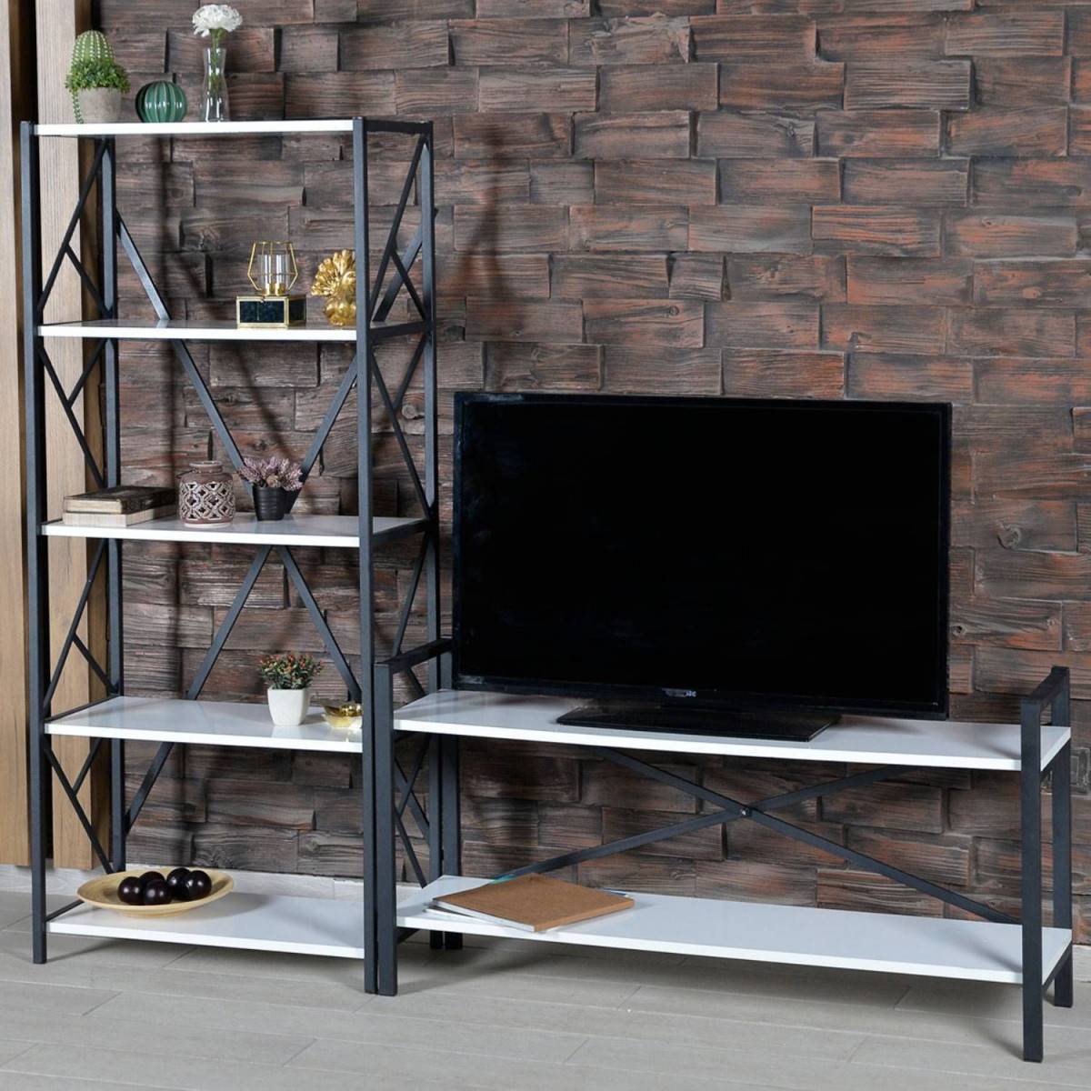Meuble TV Design "Sicaret" 120cm Blanc Mat - Imagen 4