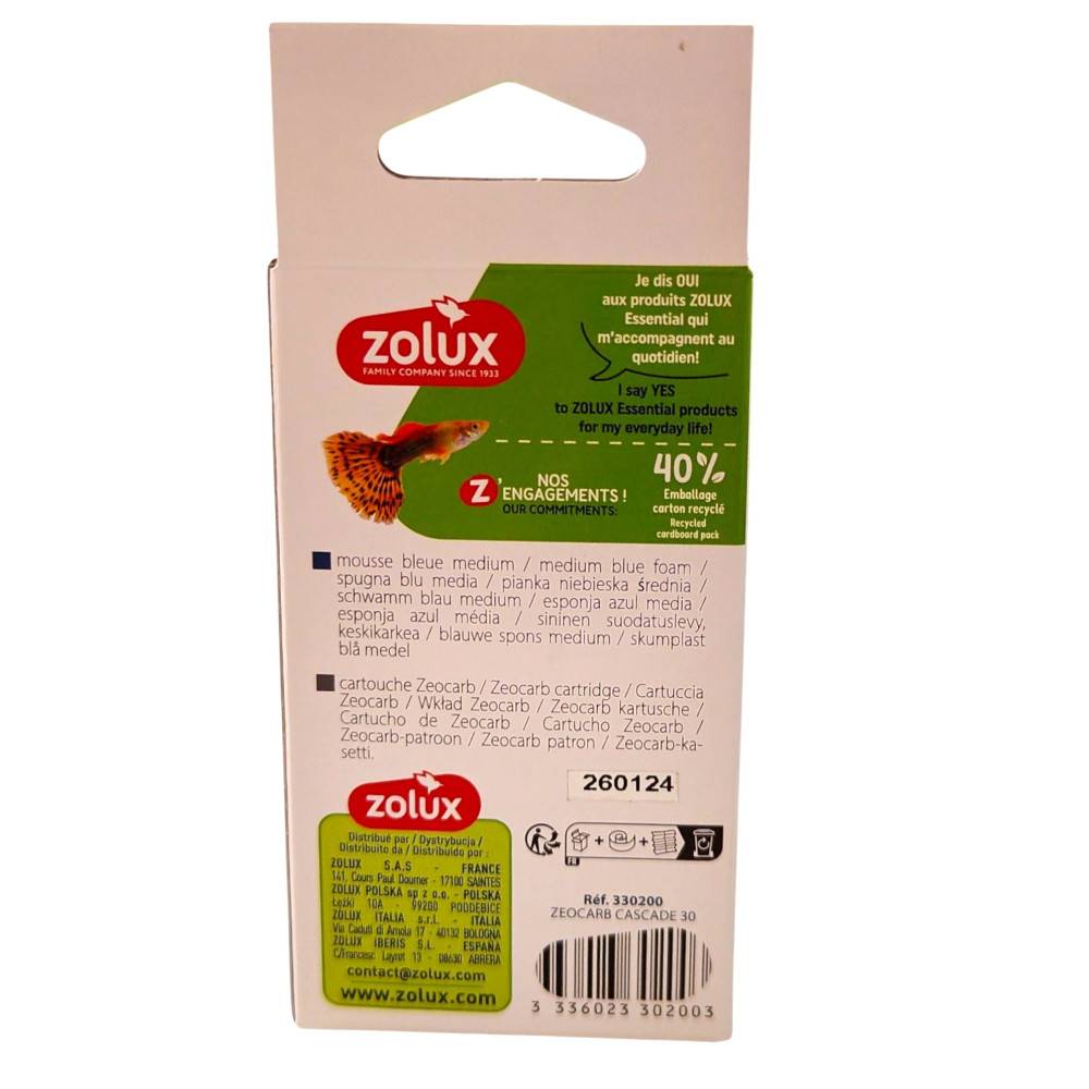 Zolux - Filtre pour pompe cascade 30, filtre CA 30 C cartouche zeocarb x 2. pour aquarium. - Imagen 3
