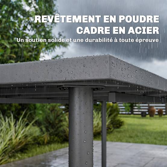Table de jardin pour 6 personnes, 165 x 80 cm, table à manger extérieure rectangulaire avec plateau à lattes en métal - Image 8