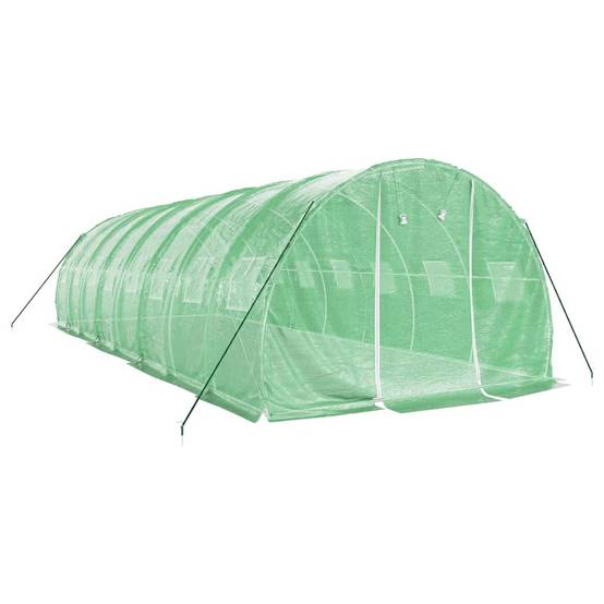 Serre de jardin 24m² - Serre de culture avec cadre en acier vert 8x3x2 m MAISON CHIC - Image 3