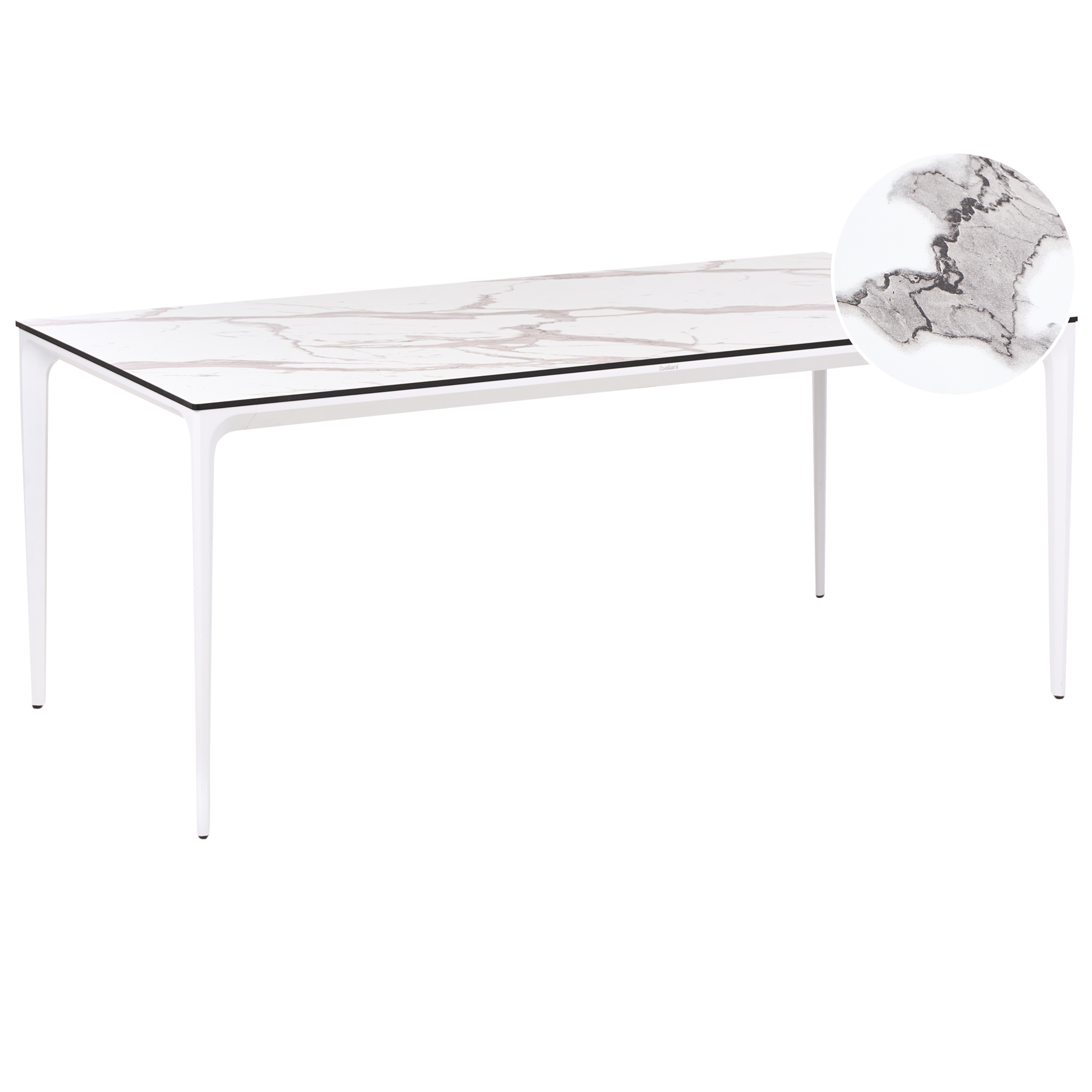 Table de repas Panneau stratifié haute pression HPL Marbre blanc SOVARETO - Beliani - Image 1
