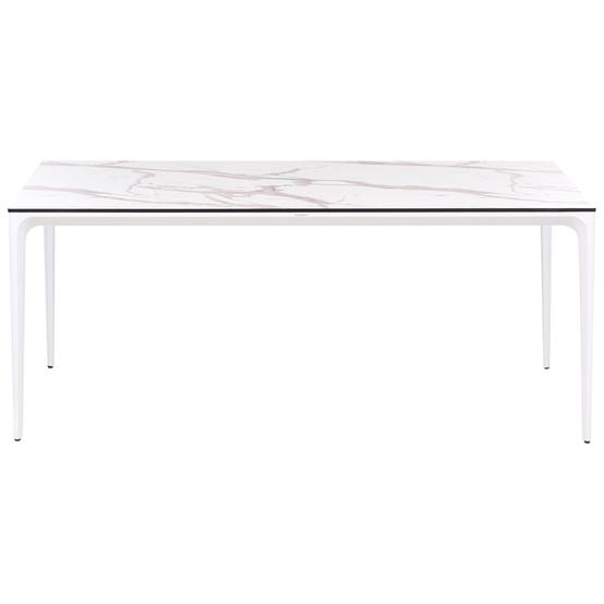 Table de repas Panneau stratifié haute pression HPL Marbre blanc SOVARETO - Beliani - Image 4