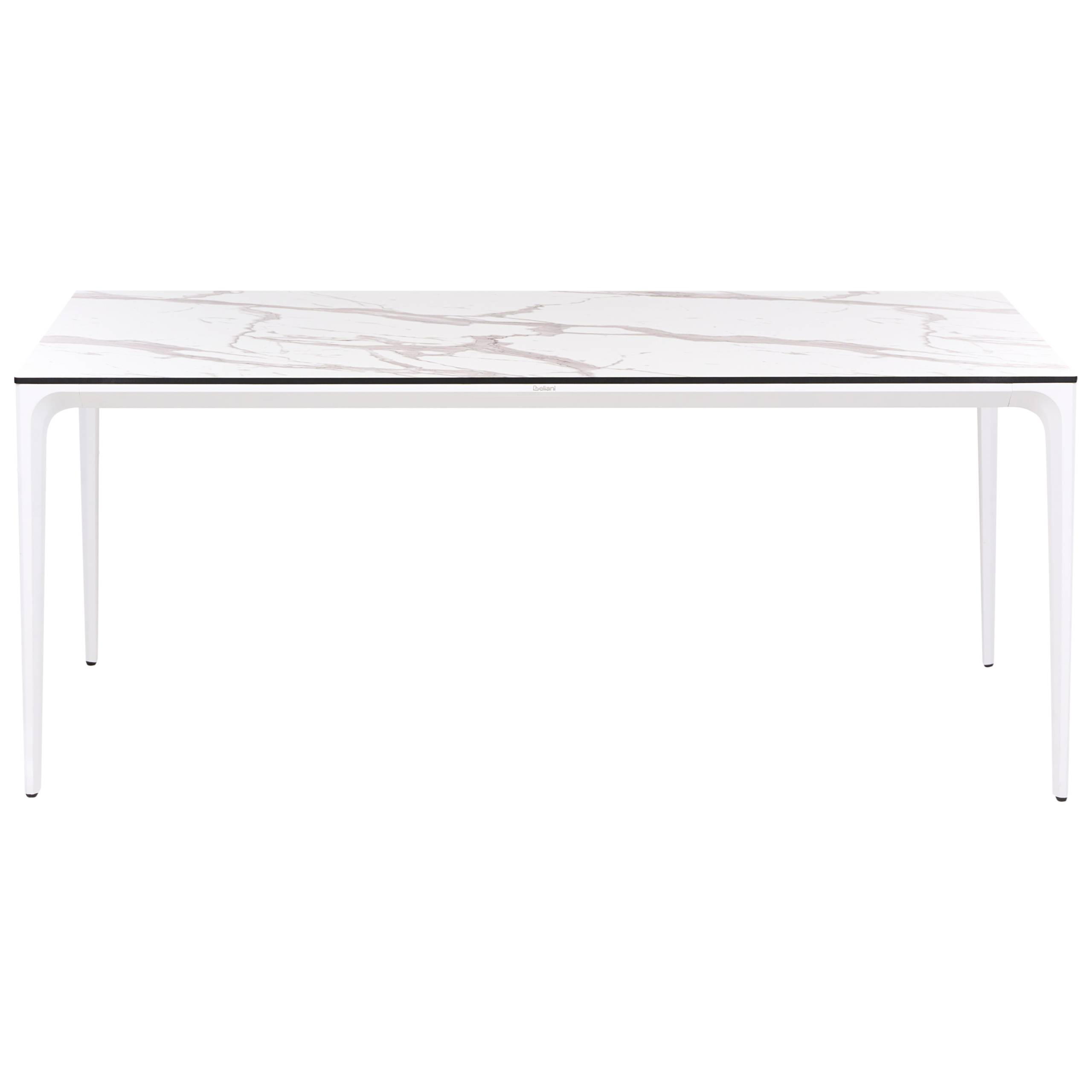 Table de repas Panneau stratifié haute pression HPL Marbre blanc SOVARETO - Beliani - Image 4