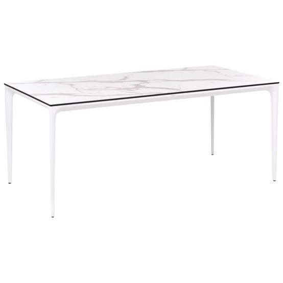 Table de repas Panneau stratifié haute pression HPL Marbre blanc SOVARETO - Beliani - Image 3
