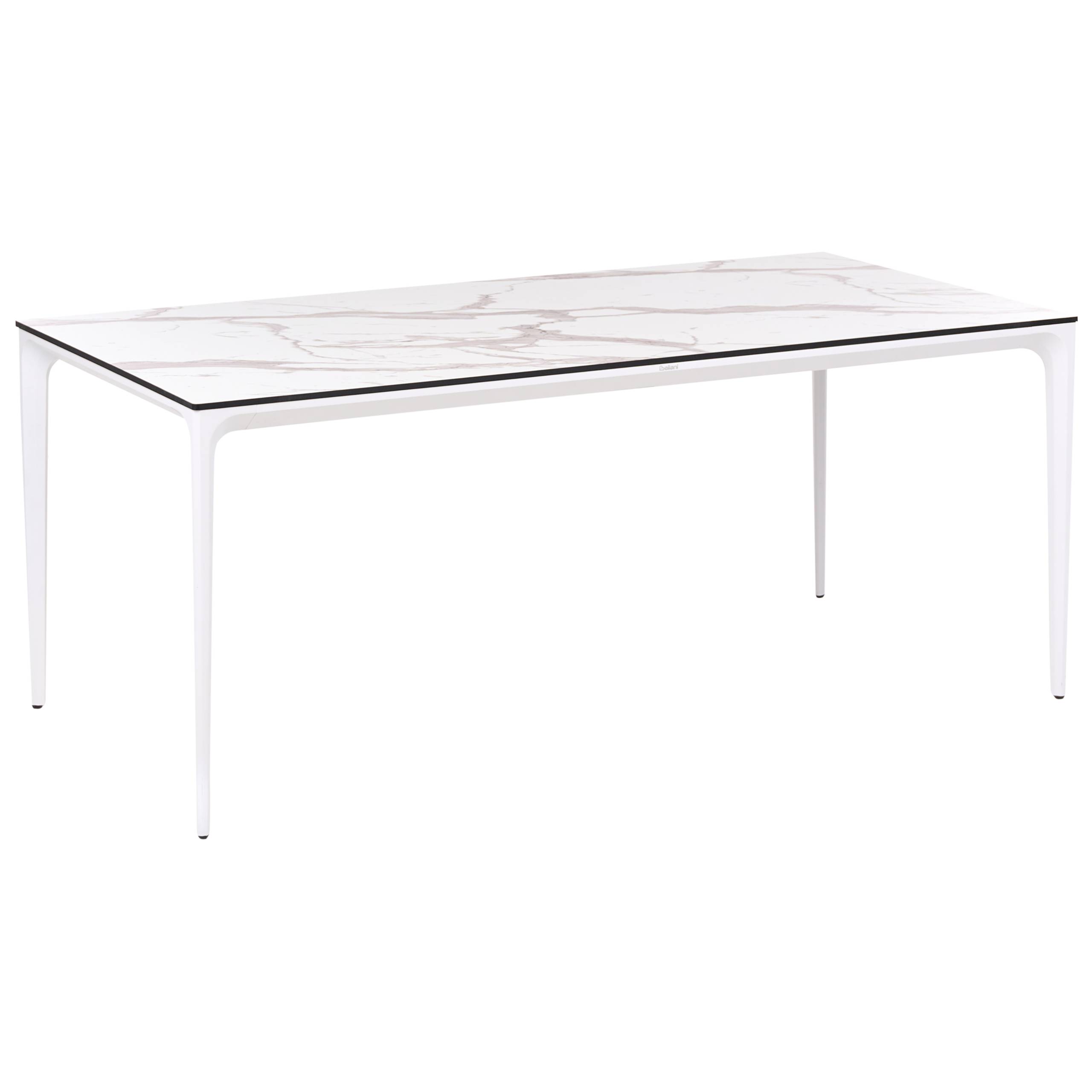 Table de repas Panneau stratifié haute pression HPL Marbre blanc SOVARETO - Beliani - Image 3