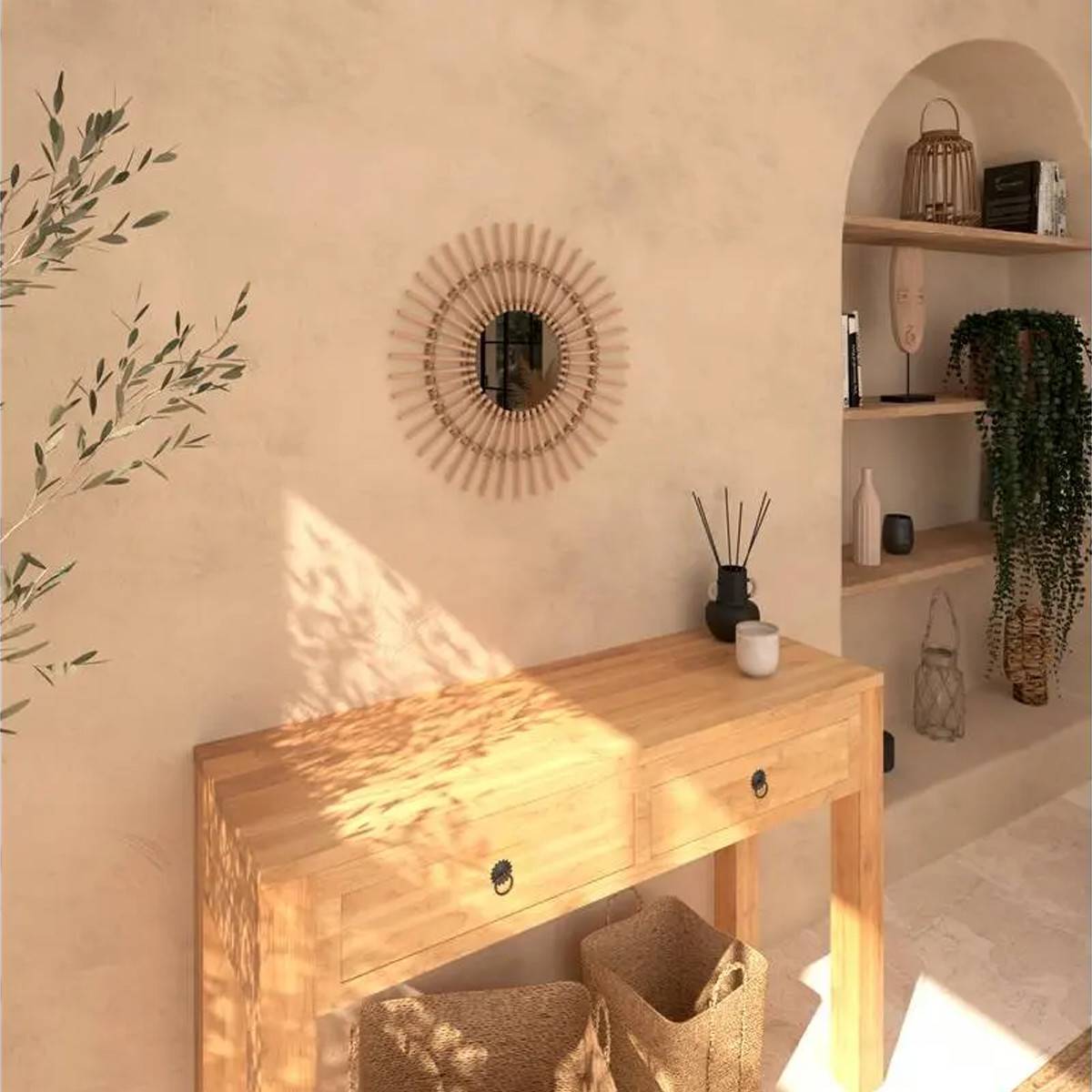 Atmosphera - Miroir "Soleil" rotin D58cm - Atmosphera Créateur d'intérieur - Imagen 3