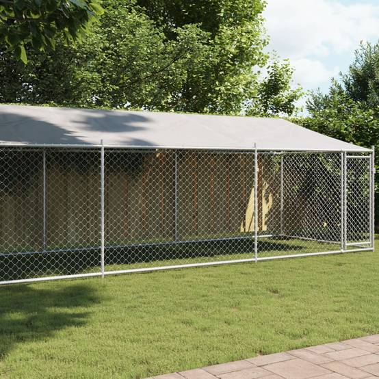 Chenil Extérieur pour Chien Acier Galvanisé avec Toit et Porte 8x2x2m – ComfortXL Outdoor Living - Image 1