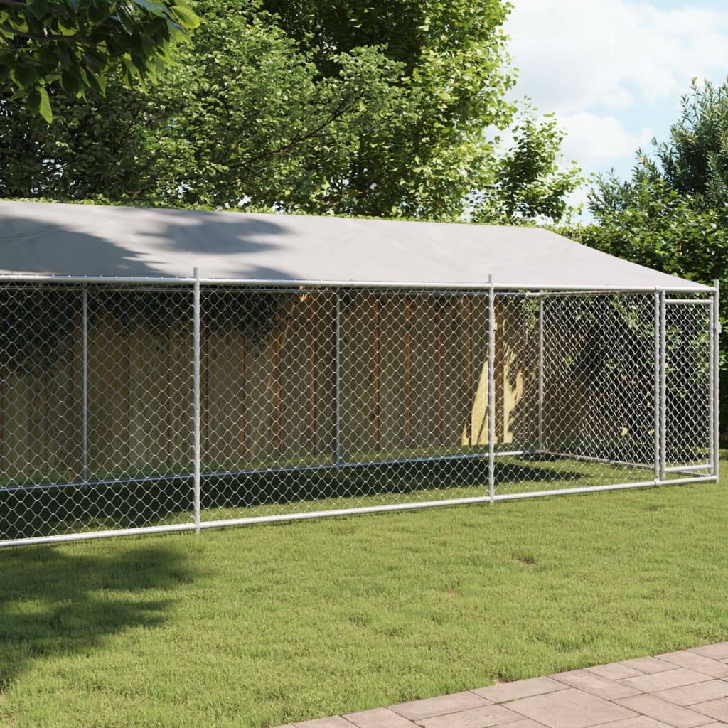 Chenil Extérieur pour Chien Acier Galvanisé avec Toit et Porte 8x2x2m – ComfortXL Outdoor Living - Image 1