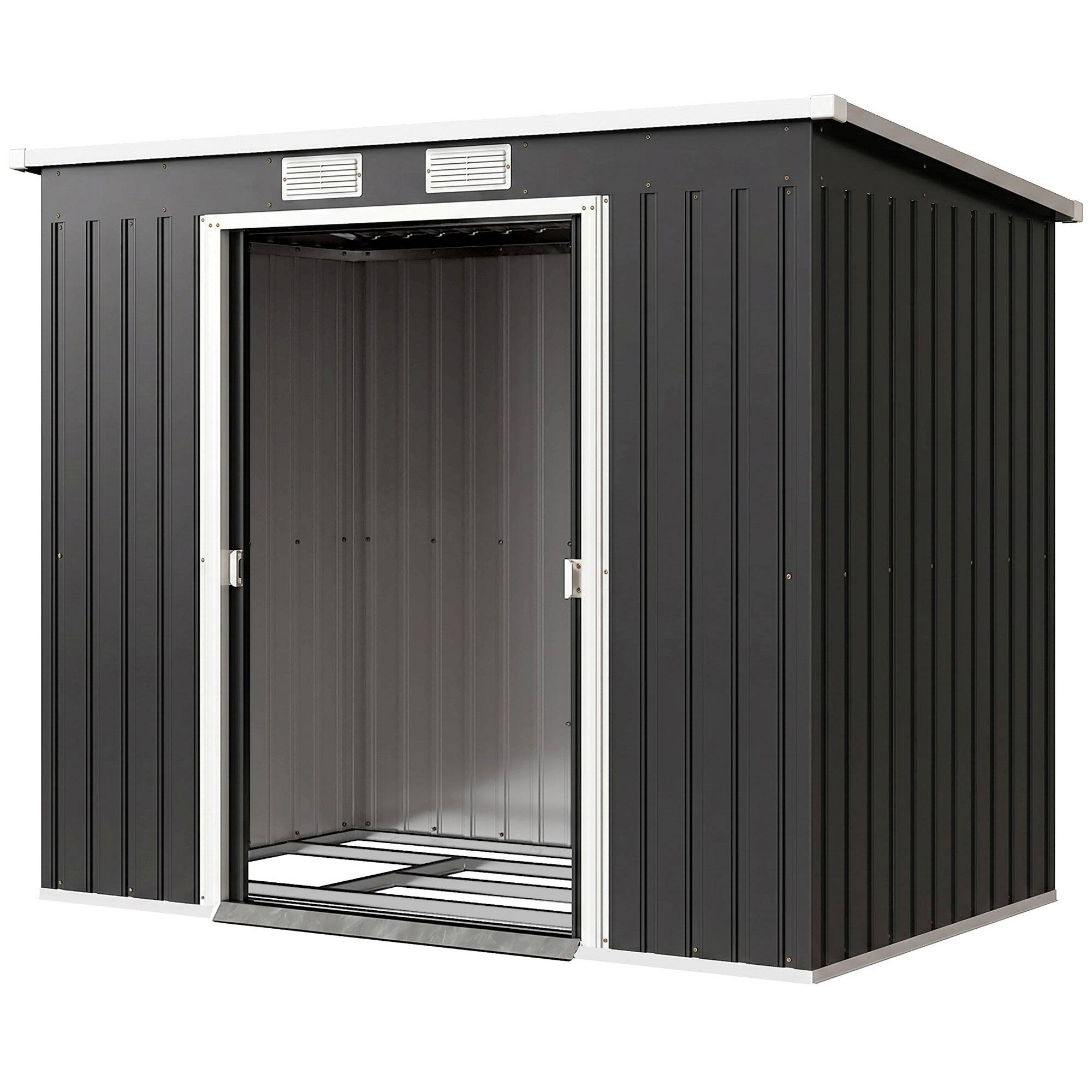 Helloshop26 - Abri de jardin rangement 213 x 130 x 172 cm toit incliné ventilation moderne industriel en acier galvanisé gris foncé
