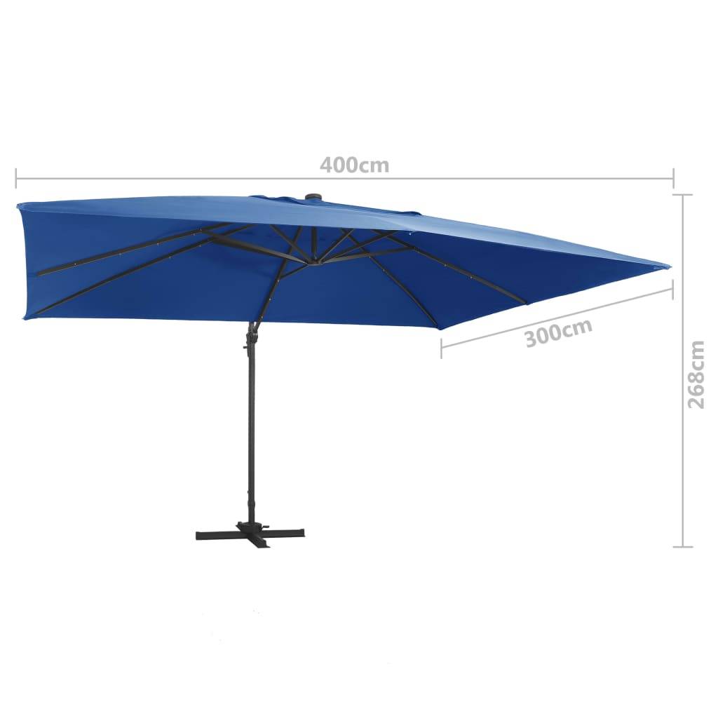 Helloshop26 - Parasol déporté avec lumières led aluminium 400 x 300cm bleu - Imagen 8