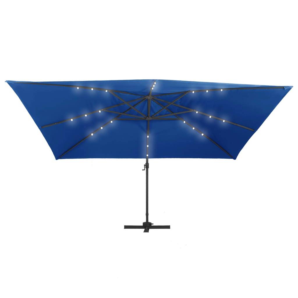 Helloshop26 - Parasol déporté avec lumières led aluminium 400 x 300cm bleu - Imagen 4