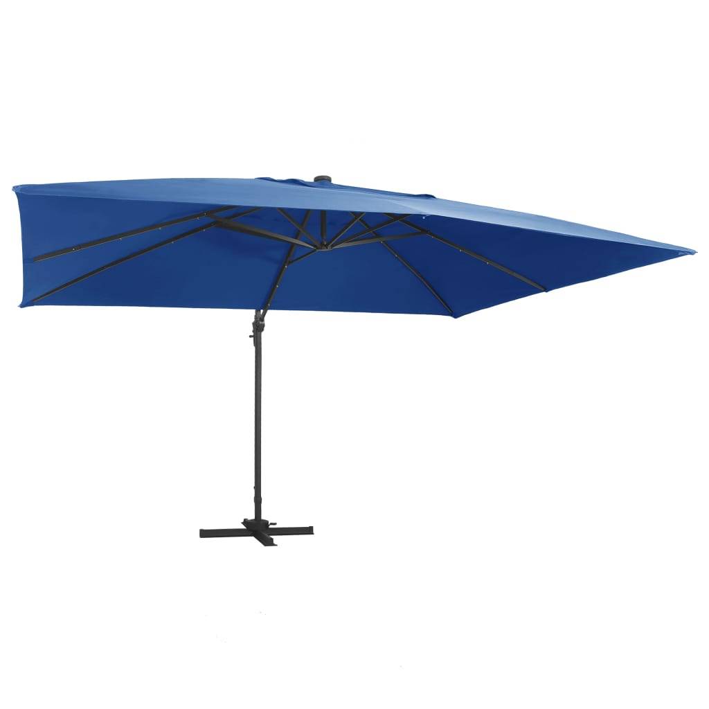 Helloshop26 - Parasol déporté avec lumières led aluminium 400 x 300cm bleu - Imagen 1