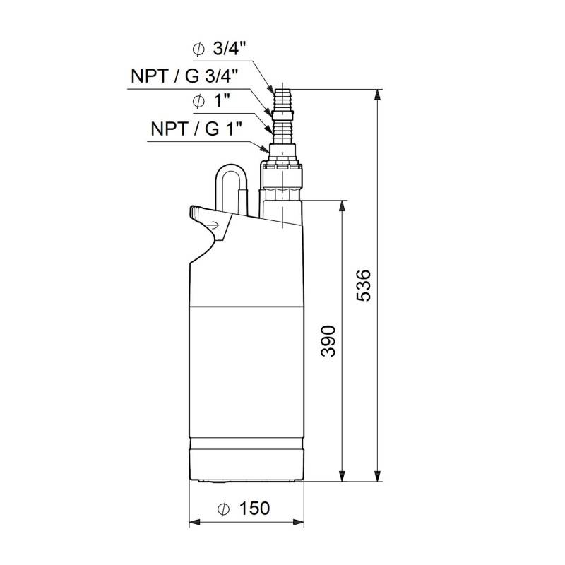 Pompe a eau immergée automatique a usage domestique Grundfos SBA335M - Monophasé 220V - Jusqu'à 3M3/H - Puits et réserves d'eau de pluie - Eaux claire - Image 4