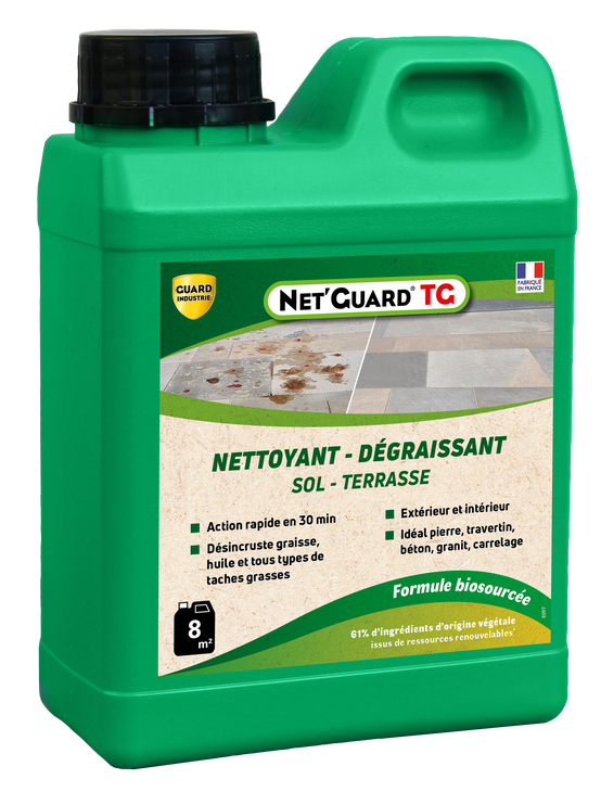 Nettoyant Désincrustant Gras Saletés Net Guard Tache Grasse Formule Végétale Action 30 Min Toute Pierre Travertin Marbre 1L 8m2 - Image 1