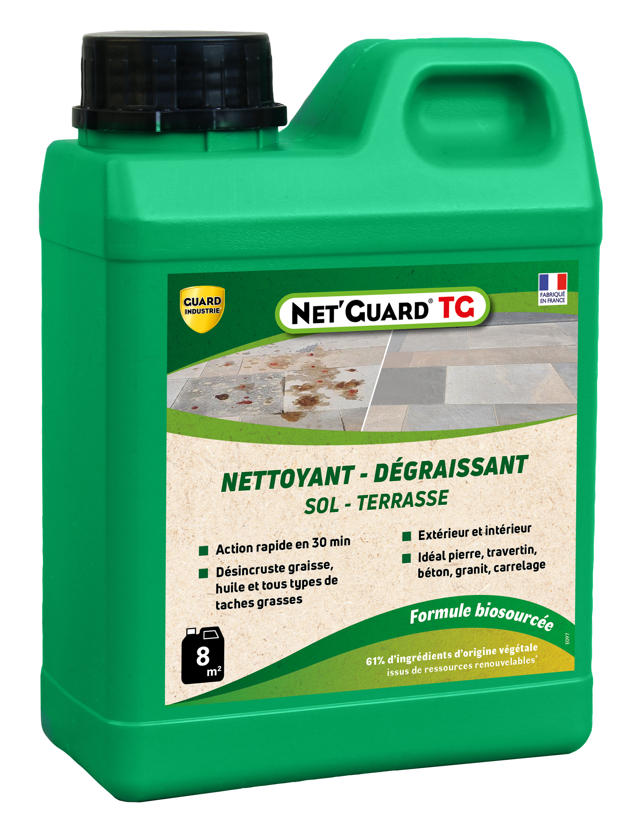 Nettoyant Désincrustant Gras Saletés Net Guard Tache Grasse Formule Végétale Action 30 Min Toute Pierre Travertin Marbre 1L 8m2