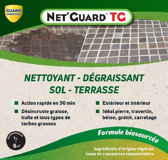 Nettoyant Désincrustant Gras Saletés Net Guard Tache Grasse Formule Végétale Action 30 Min Toute Pierre Travertin Marbre 1L 8m2 - Image 2