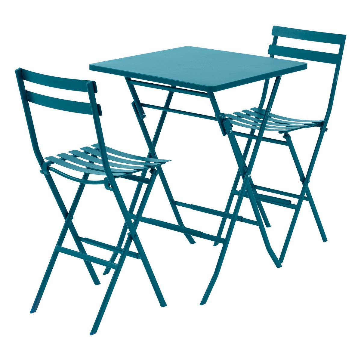 Hesperide - Table haute pliante de jardin "Greensboro" bleu canard 2 places en acier traité époxy Hespéride - Imagen 2