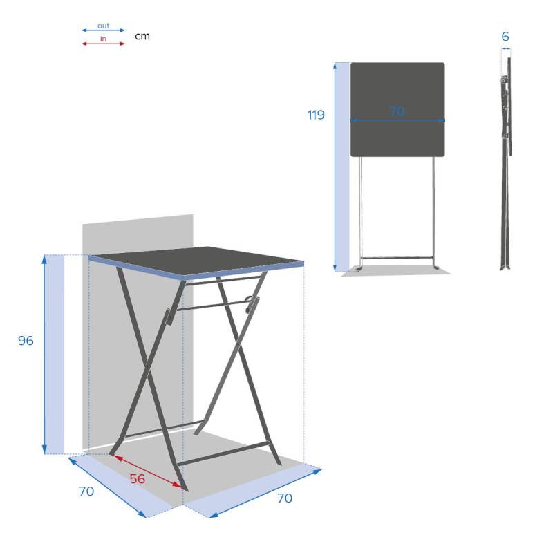 Hesperide - Table haute pliante de jardin "Greensboro" bleu canard 2 places en acier traité époxy Hespéride - Imagen 4