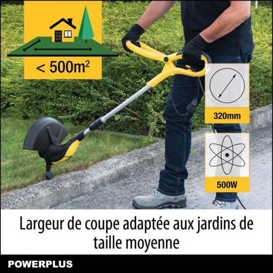 Powerplus Coupe-Bordure Électrique POWXG30033 - 500 W, 320 mm Ø, Jardinage Outillage, Coupe-Herbe & Coupe-Bordures pour votre - Image 3