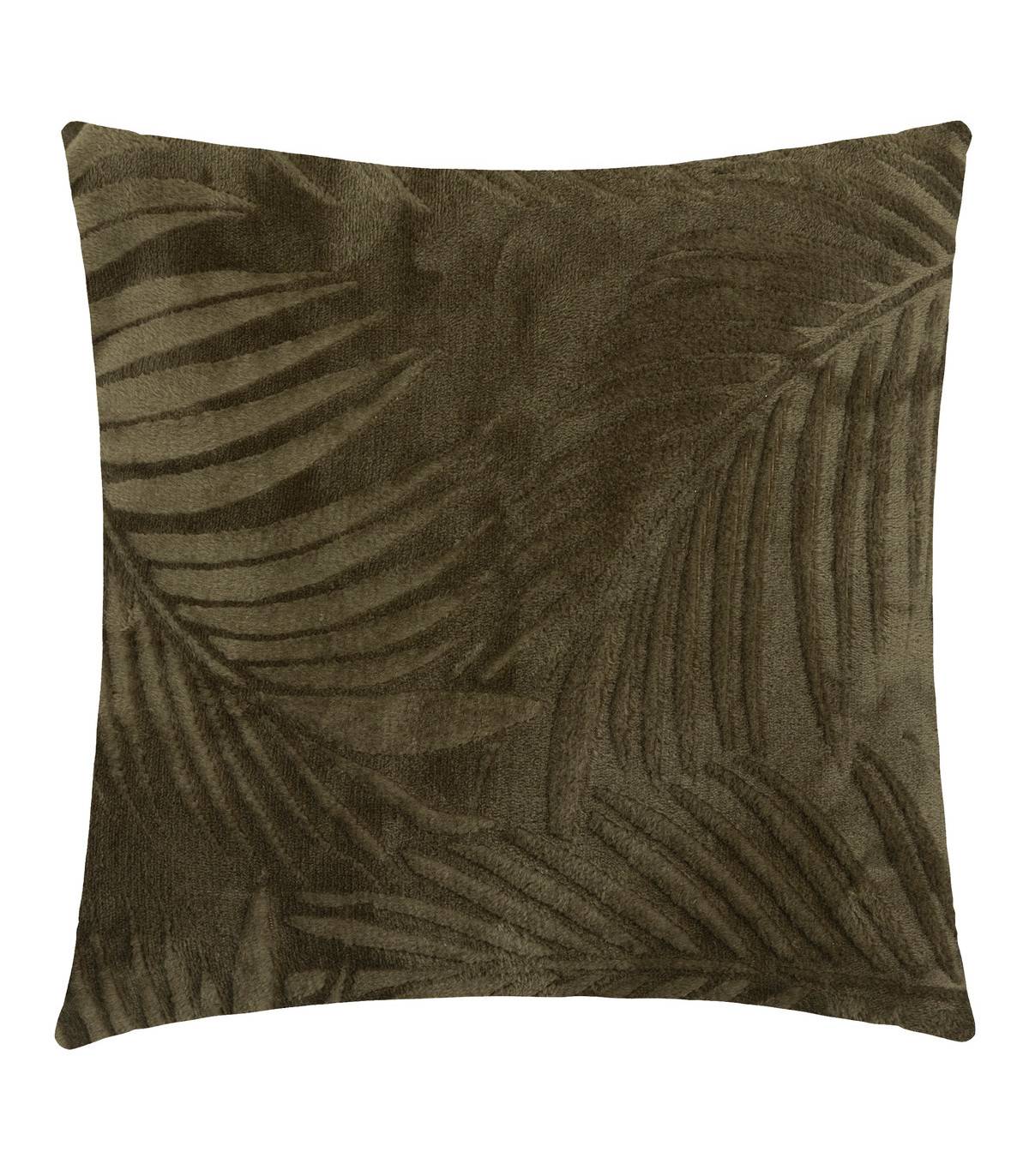 Coussin décoratif Flanelle Vert Kaki motifs en relief 40 x 40 cm - Imagen 1