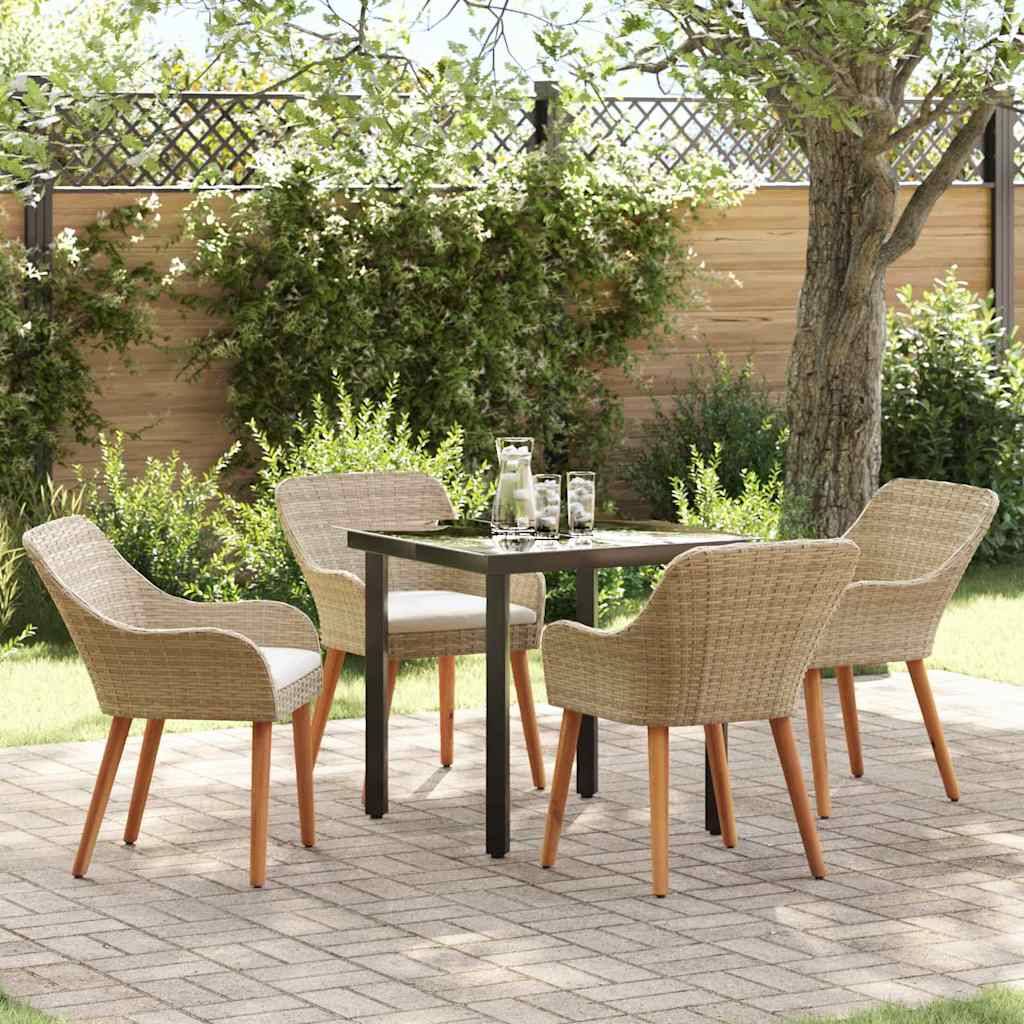 Ensemble Table et Chaises de Jardin 5 Pièces 4 Places en Polyrotin Beige – ComfortXL Outdoor Living - Image 1