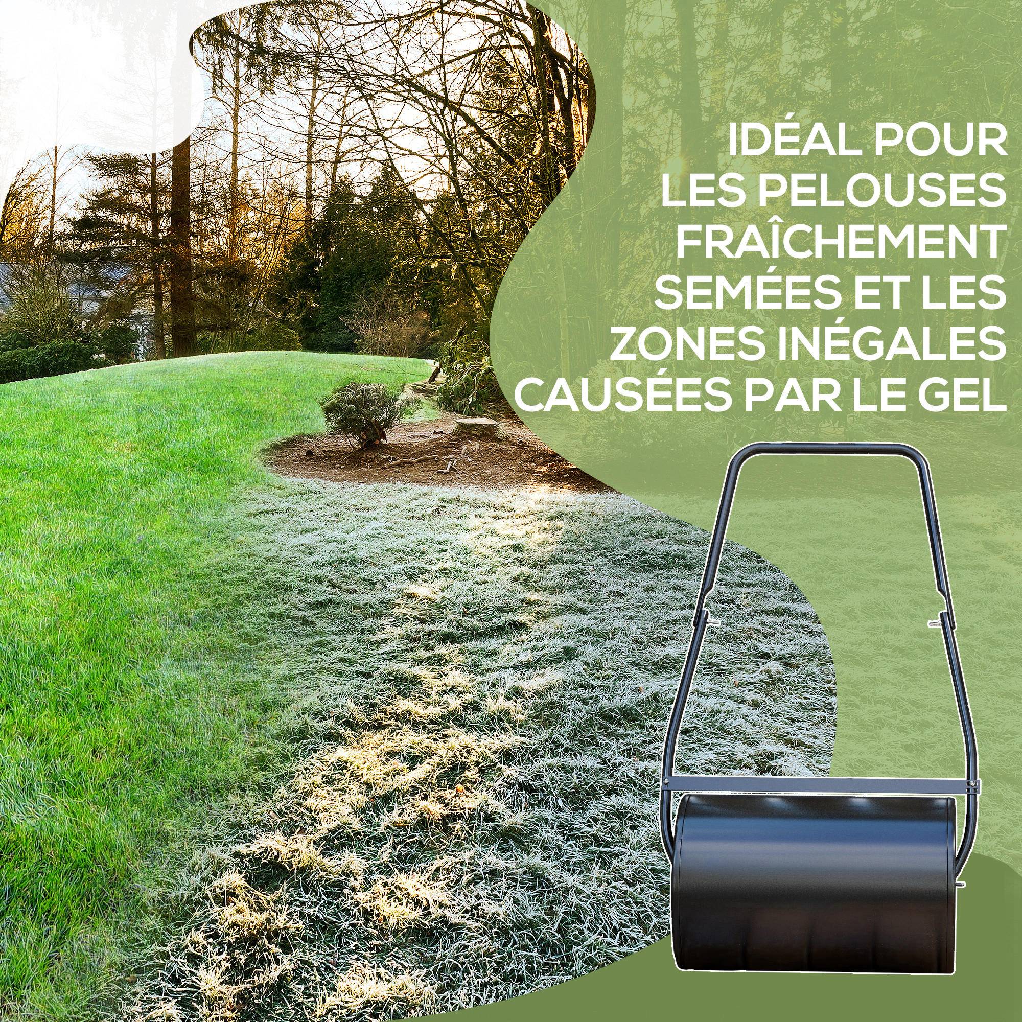 Durhand - Rouleau à gazon - DURHAND - remplissable avec 38 L d'eau ou de sable - acier et métal - 60 x 32 x 105 cm - noir - Outsunny - Image 7