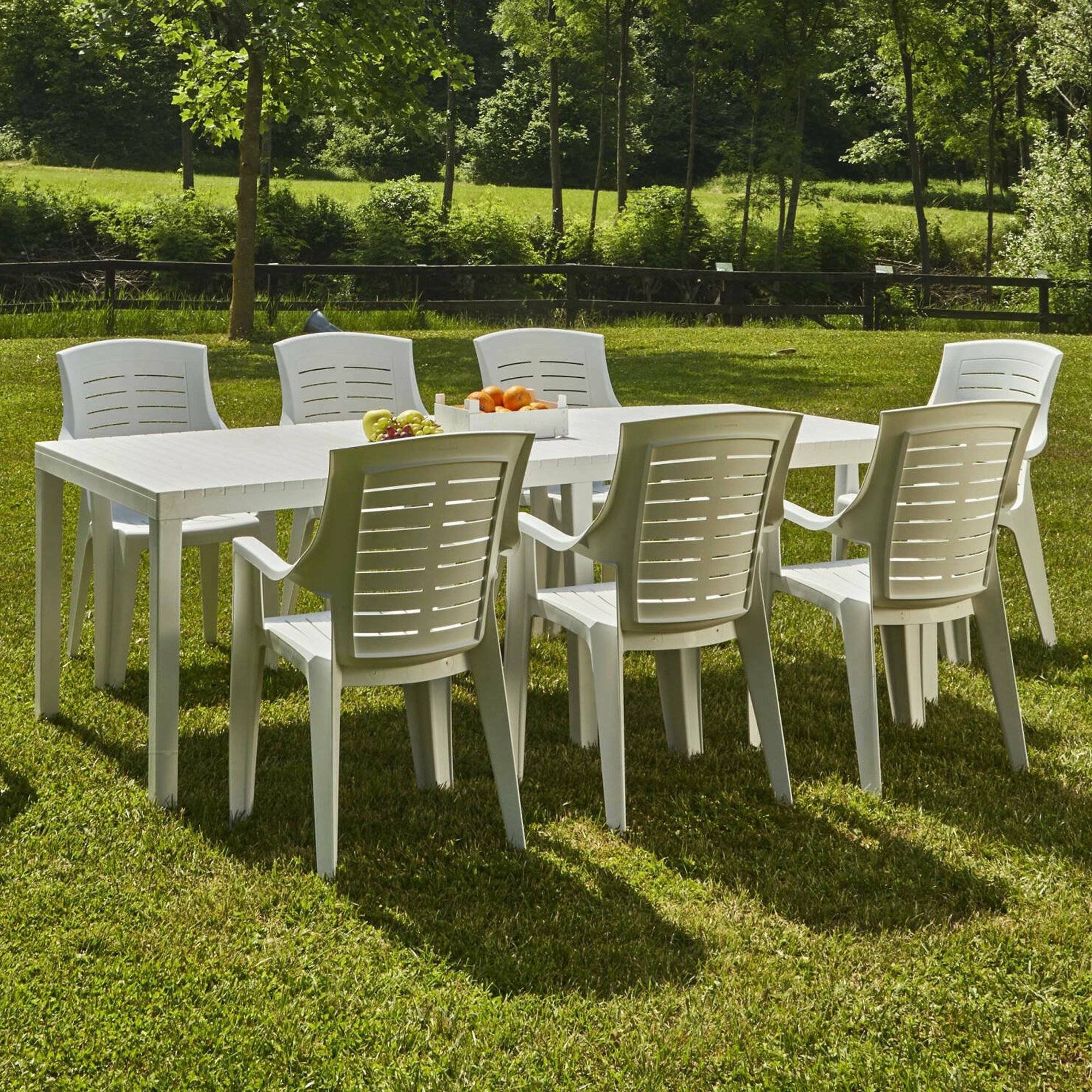 Dmora - Table d'extérieur Dmica, Table à manger rectangulaire extensible, Table de jardin extensible, 100% Made in Italy, 150x90h72 cm, Blanc - Dmora - Imagen 2