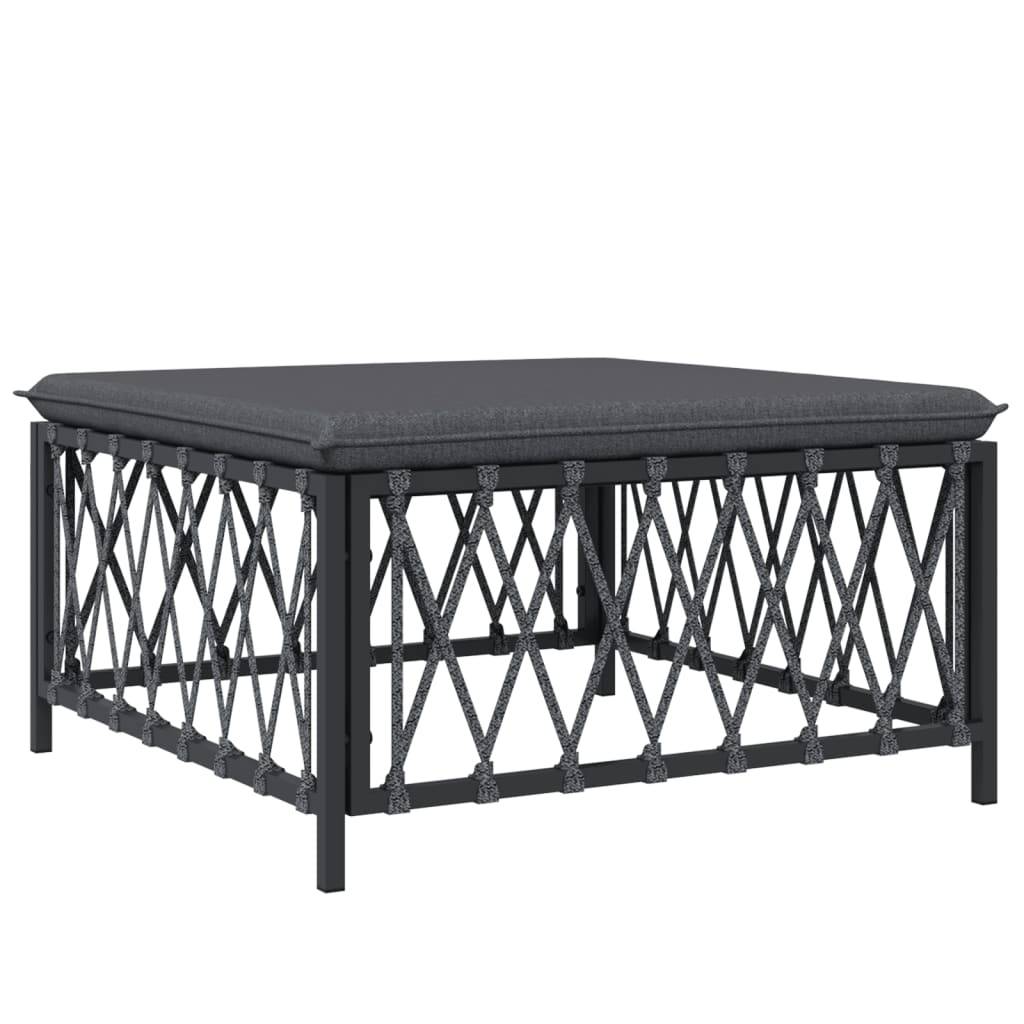 Salon de jardin meuble d'extérieur ensemble de mobilier 7 pièces avec coussins anthracite acier - Image 4
